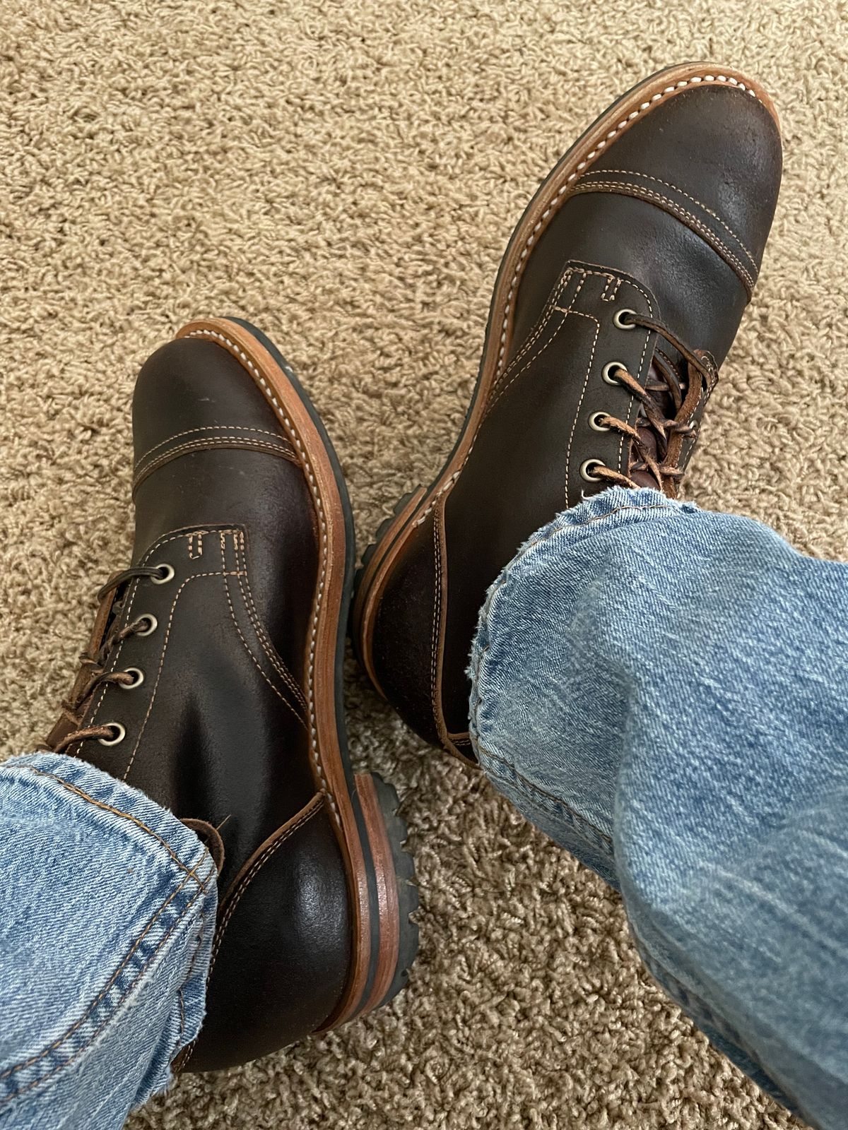 Photo by GTOby04 on August 2, 2025 of the Truman Cap Toe Boot in Horween Java Waxed Flesh.