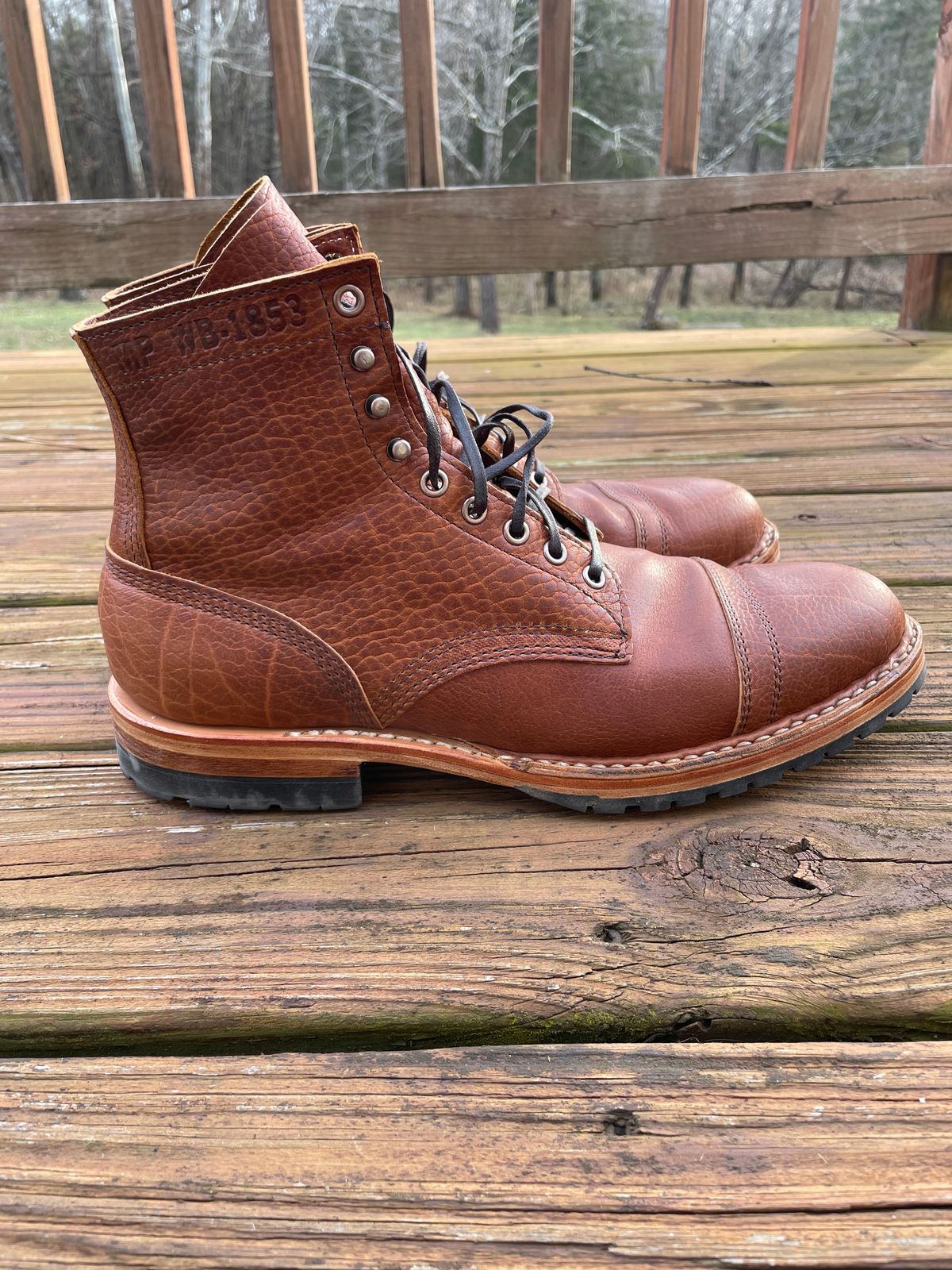 Photo by GTOby04 on December 20, 2025 of the White's MP-Sherman Toe Cap in Gallun Whiskey Shrunken Calf.