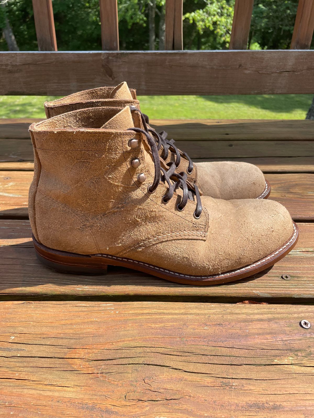 Photo by GTOby04 on June 24, 2025 of the Wolverine 1000 Mile Plain-Toe Boot in C.F. Stead Waxy Brown Roughout.