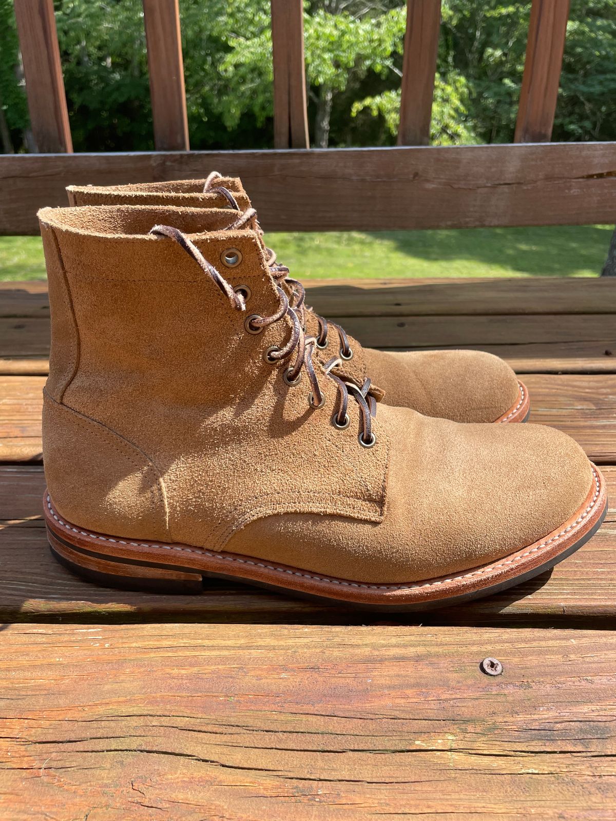 Photo by GTOby04 on June 24, 2025 of the Oak Street Bootmakers Trench Boot in Horween Natural Chromexcel Roughout.