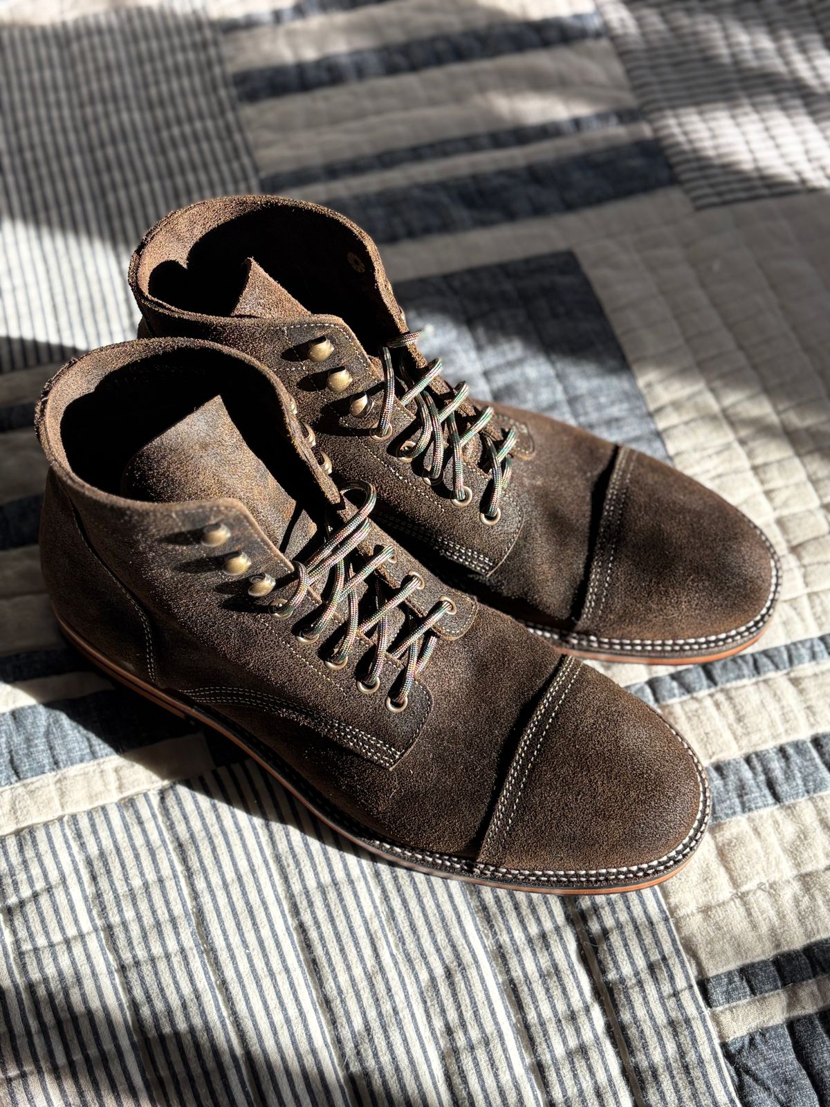 Photo by kablamb11 on October 1, 2025 of the Parkhurst The Richmond in C.F Stead Dark Olive Waxed Roughout.