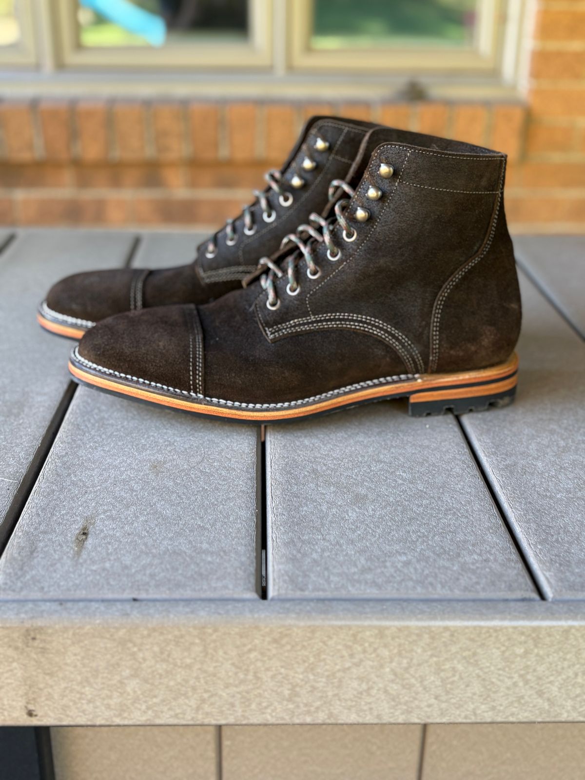 Photo by kablamb11 on October 1, 2025 of the Parkhurst The Richmond in C.F Stead Dark Olive Waxed Roughout.