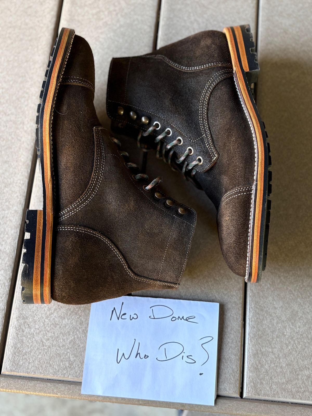 Photo by kablamb11 on October 1, 2025 of the Parkhurst The Richmond in C.F Stead Dark Olive Waxed Roughout.