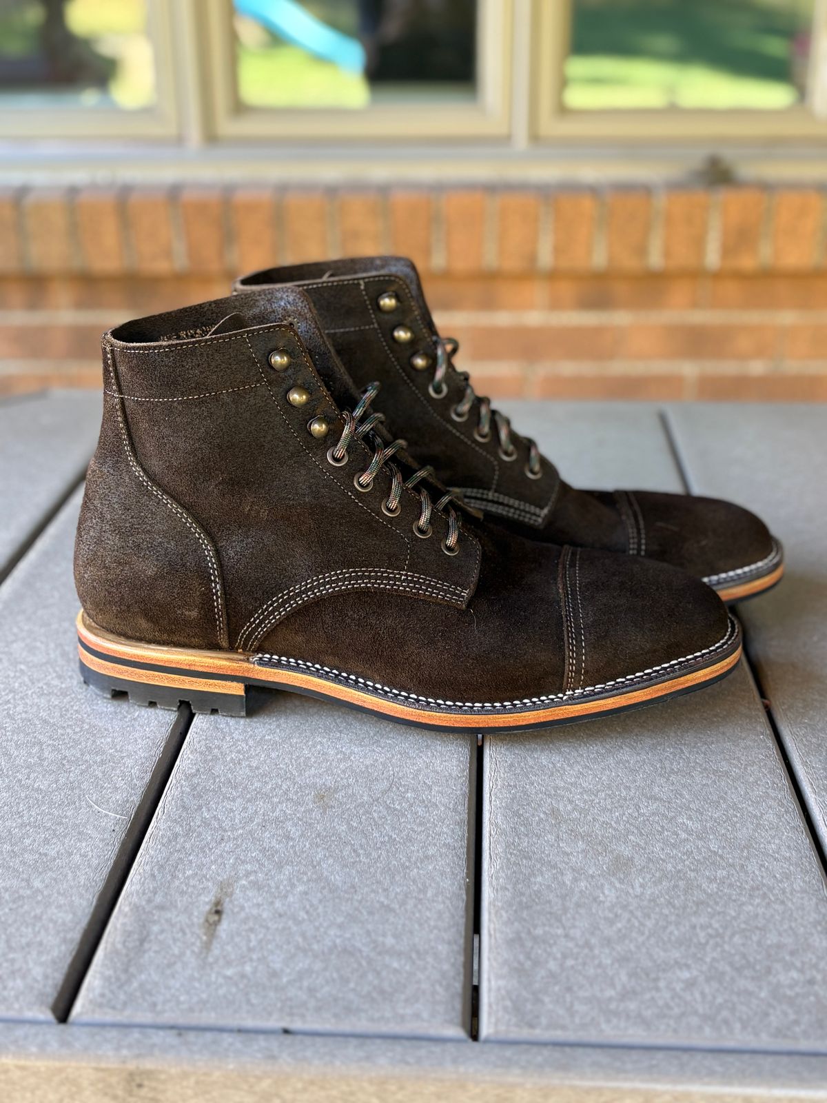 Photo by kablamb11 on October 1, 2025 of the Parkhurst The Richmond in C.F Stead Dark Olive Waxed Roughout.