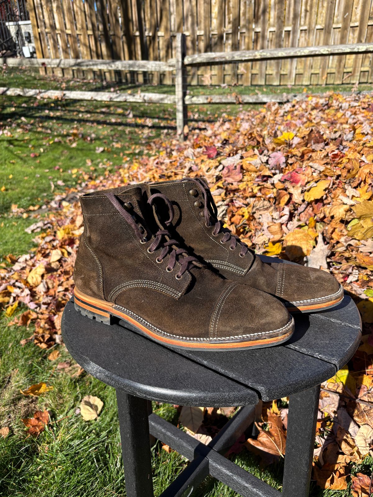 Photo by kablamb11 on November 4, 2025 of the Parkhurst The Richmond in C.F Stead Dark Olive Waxed Roughout.