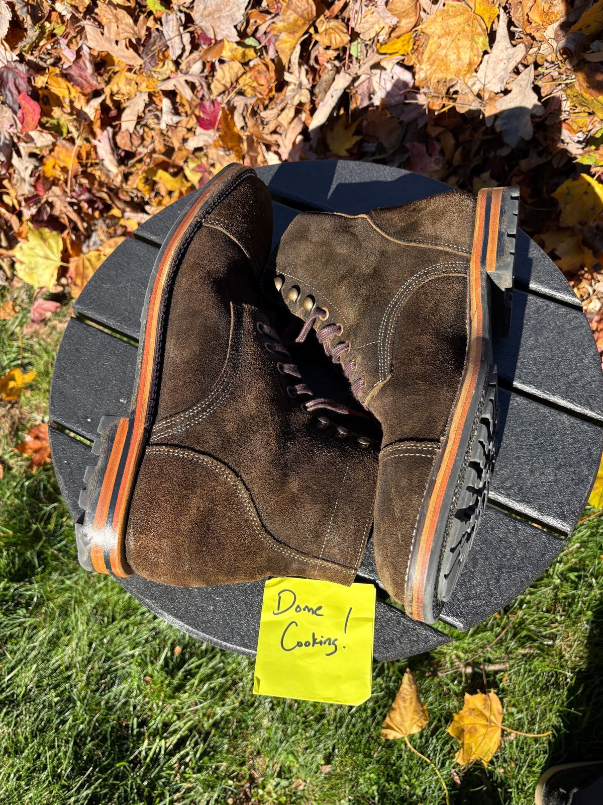 Photo by kablamb11 on November 4, 2025 of the Parkhurst The Richmond in C.F Stead Dark Olive Waxed Roughout.