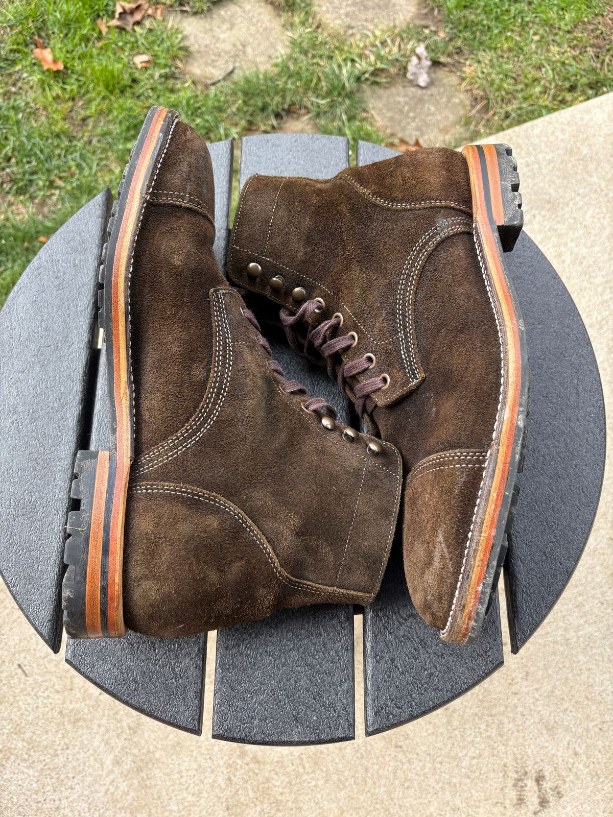 Photo by kablamb11 on December 1, 2025 of the Parkhurst The Richmond in C.F Stead Dark Olive Waxed Roughout.