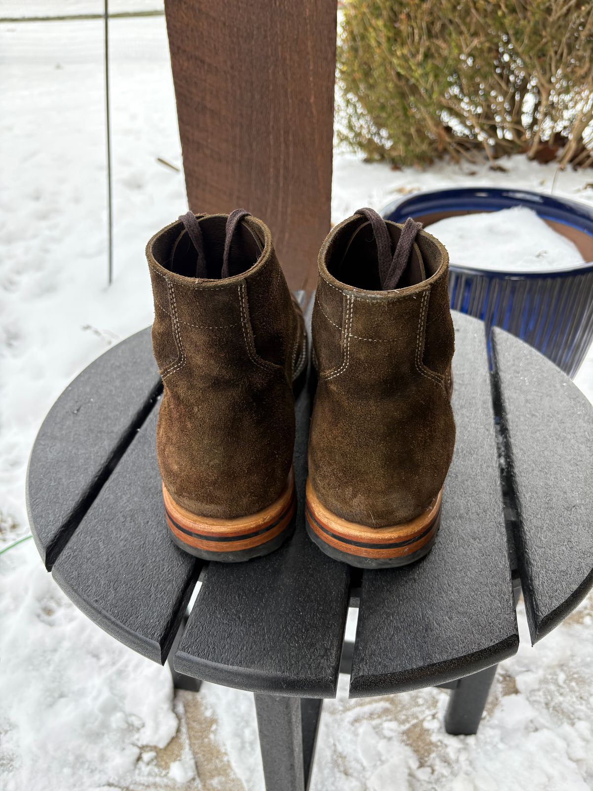 Photo by kablamb11 on January 5, 2026 of the Parkhurst The Richmond in C.F Stead Dark Olive Waxed Roughout.