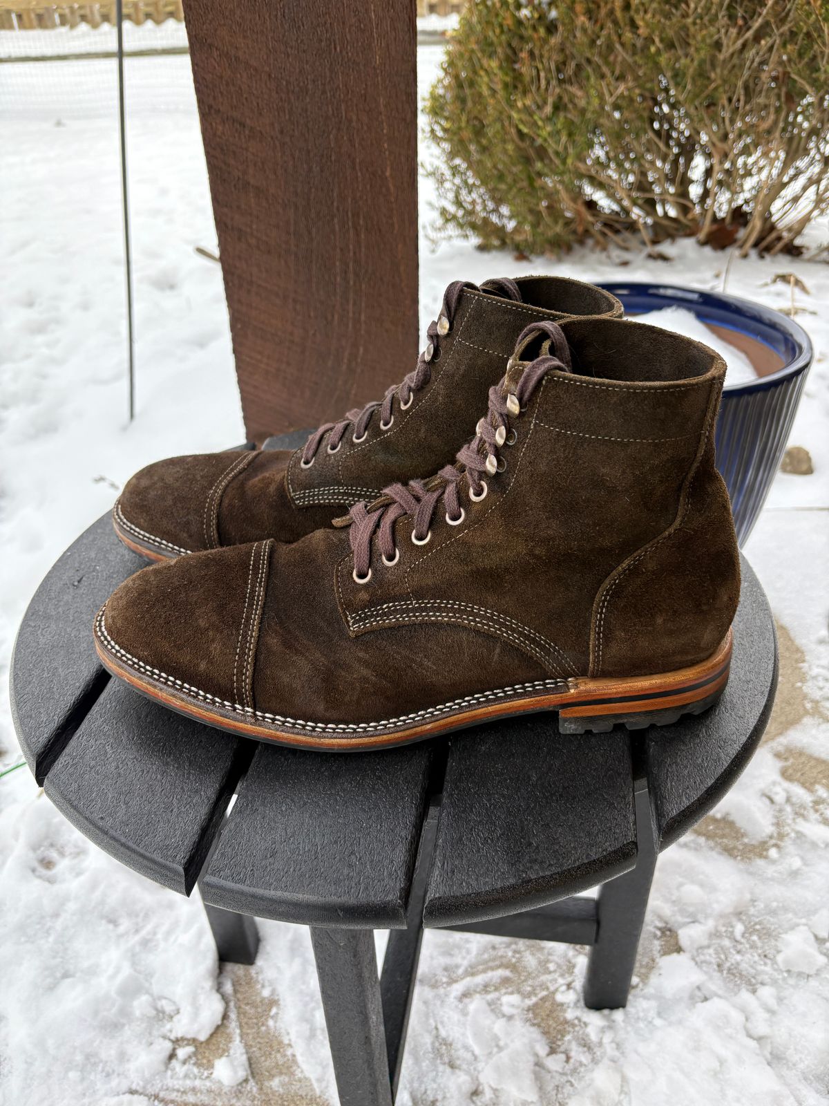 Photo by kablamb11 on January 5, 2026 of the Parkhurst The Richmond in C.F Stead Dark Olive Waxed Roughout.
