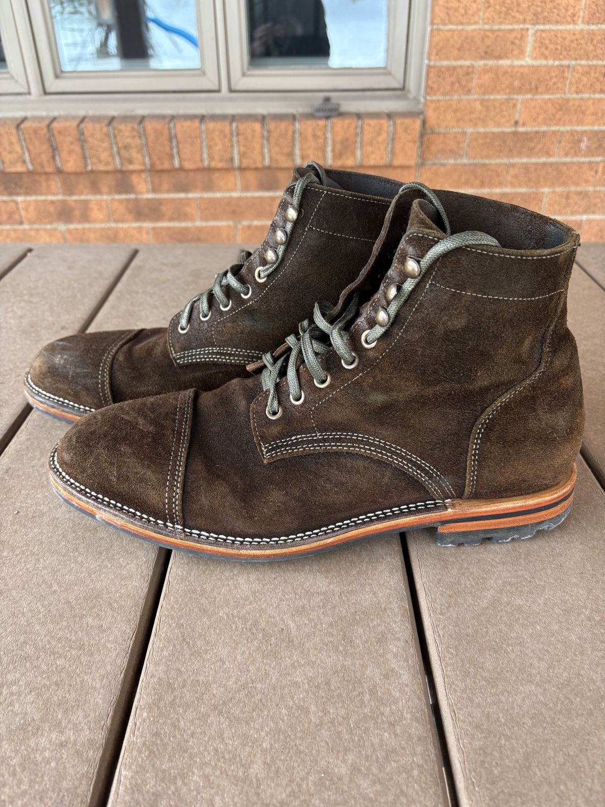 Photo by kablamb11 on February 3, 2026 of the Parkhurst The Richmond in C.F Stead Dark Olive Waxed Roughout.