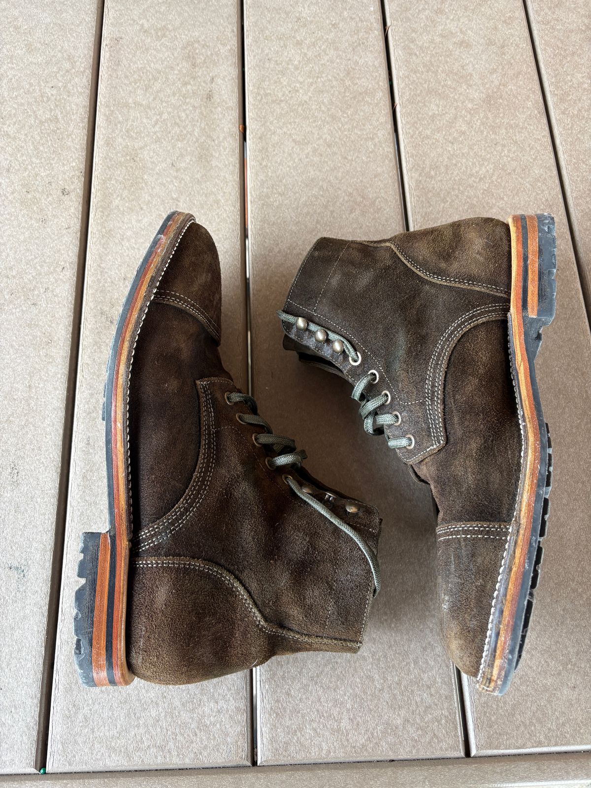 Photo by kablamb11 on February 3, 2026 of the Parkhurst The Richmond in C.F Stead Dark Olive Waxed Roughout.