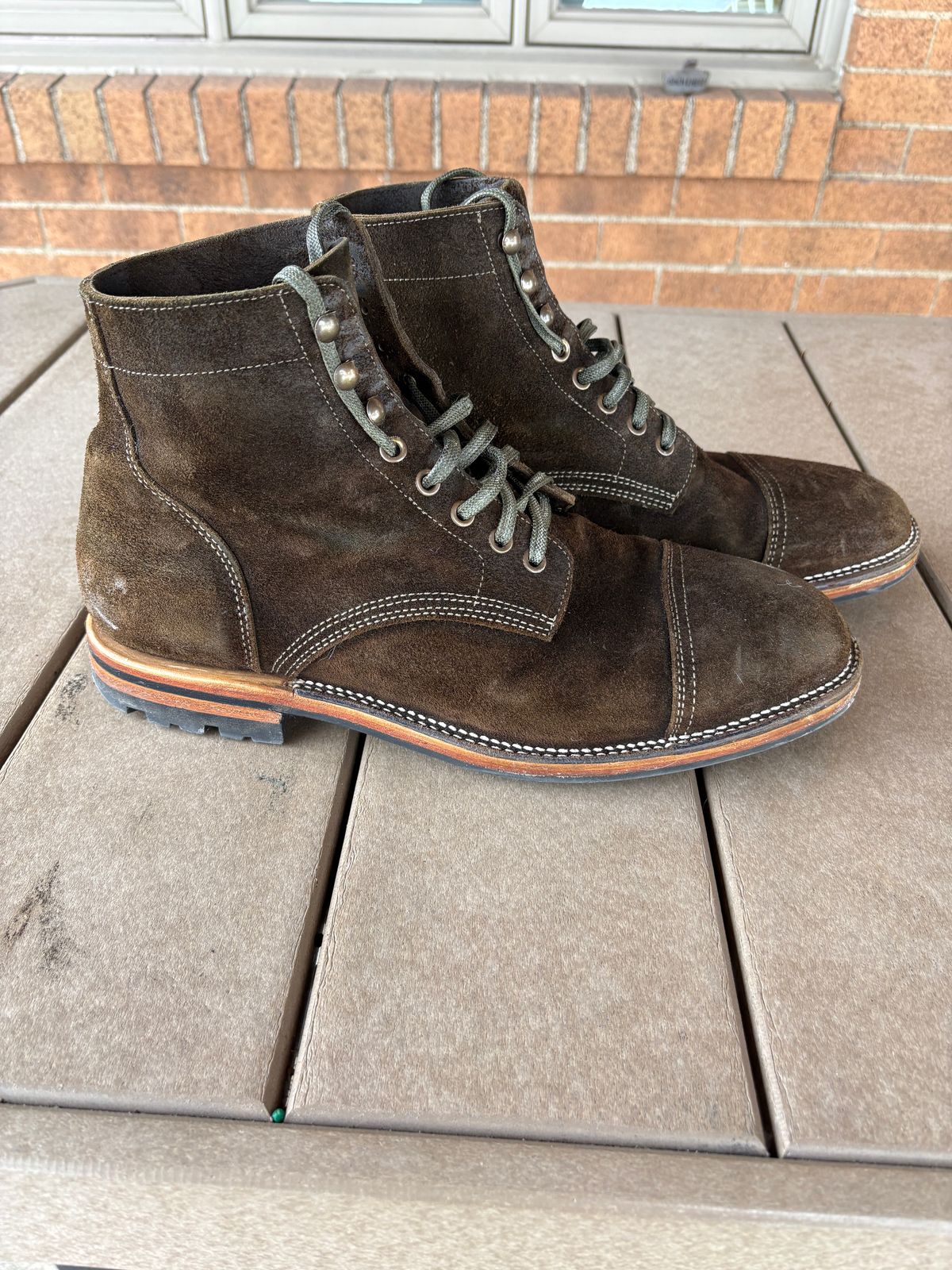 Photo by kablamb11 on February 3, 2026 of the Parkhurst The Richmond in C.F Stead Dark Olive Waxed Roughout.