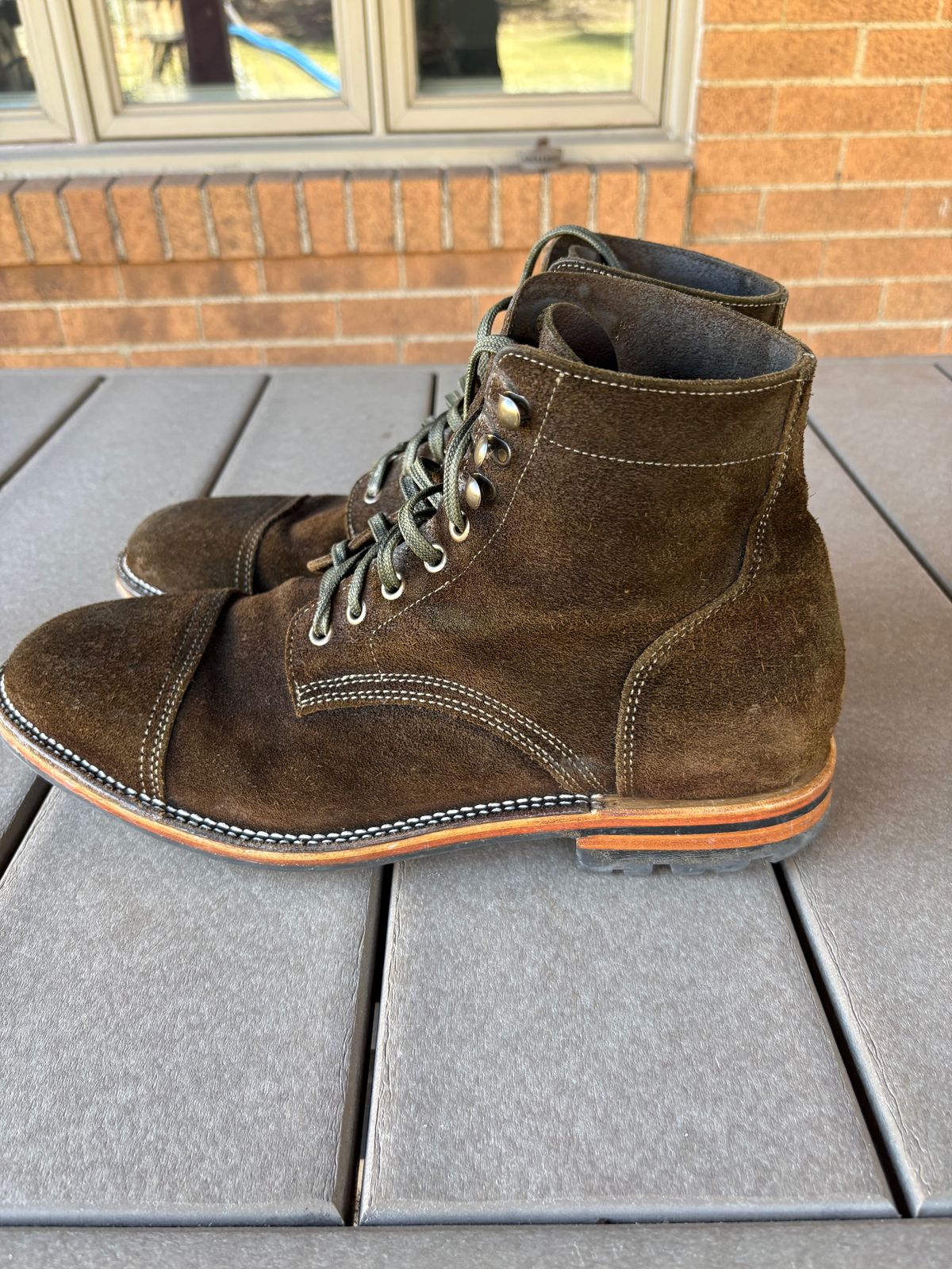 Photo by kablamb11 on March 1, 2026 of the Parkhurst The Richmond in C.F Stead Dark Olive Waxed Roughout.