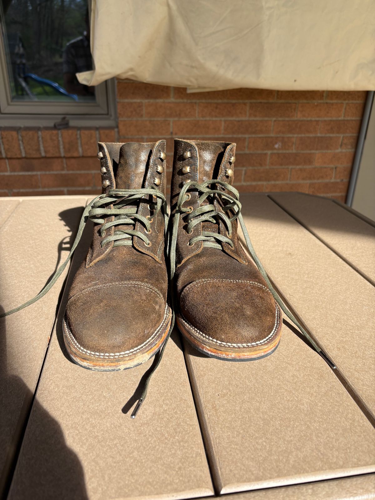 Photo by kablamb11 on April 3, 2026 of the Parkhurst The Richmond in C.F Stead Dark Olive Waxed Roughout.