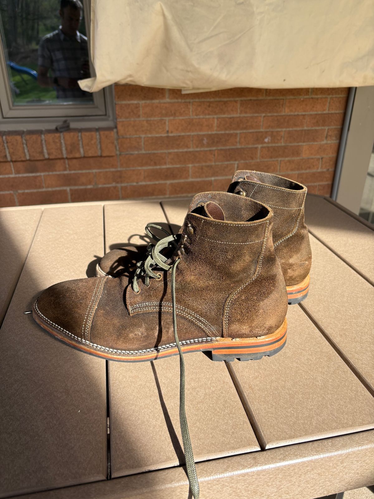 Photo by kablamb11 on April 3, 2026 of the Parkhurst The Richmond in C.F Stead Dark Olive Waxed Roughout.