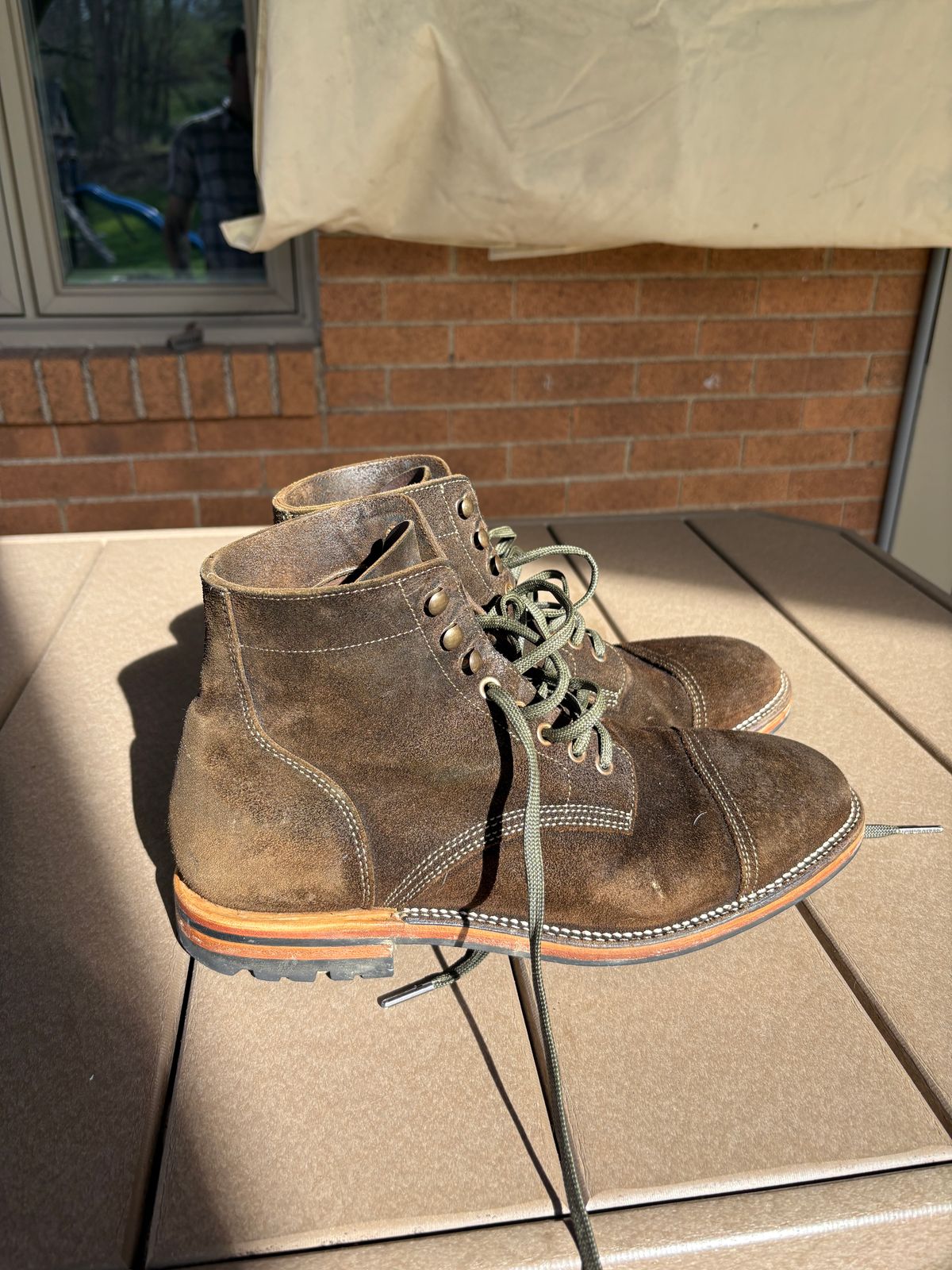 Photo by kablamb11 on April 3, 2026 of the Parkhurst The Richmond in C.F Stead Dark Olive Waxed Roughout.