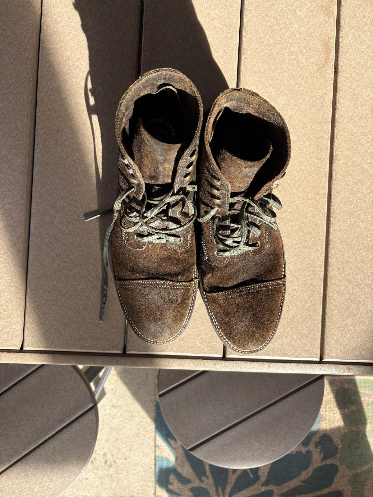 Photo by kablamb11 on April 3, 2026 of the Parkhurst The Richmond in C.F Stead Dark Olive Waxed Roughout.