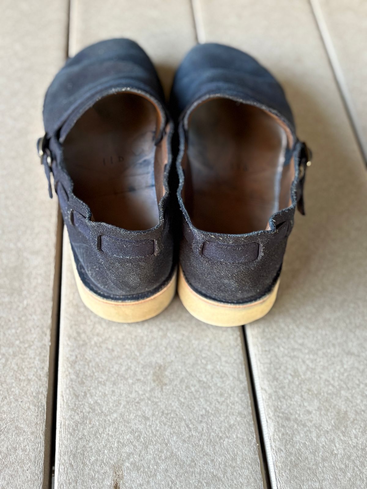 Photo by kablamb11 on October 2, 2025 of the Oak Street Bootmakers Country Loafer in Horween Natural Indigo Chromexcel Roughout.