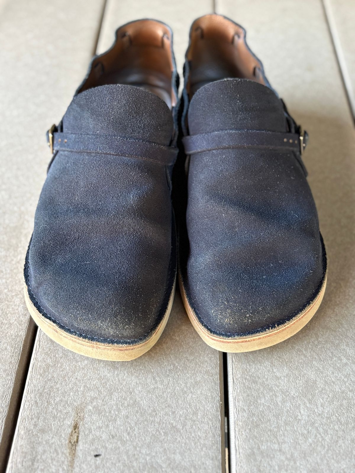 Photo by kablamb11 on October 2, 2025 of the Oak Street Bootmakers Country Loafer in Horween Natural Indigo Chromexcel Roughout.