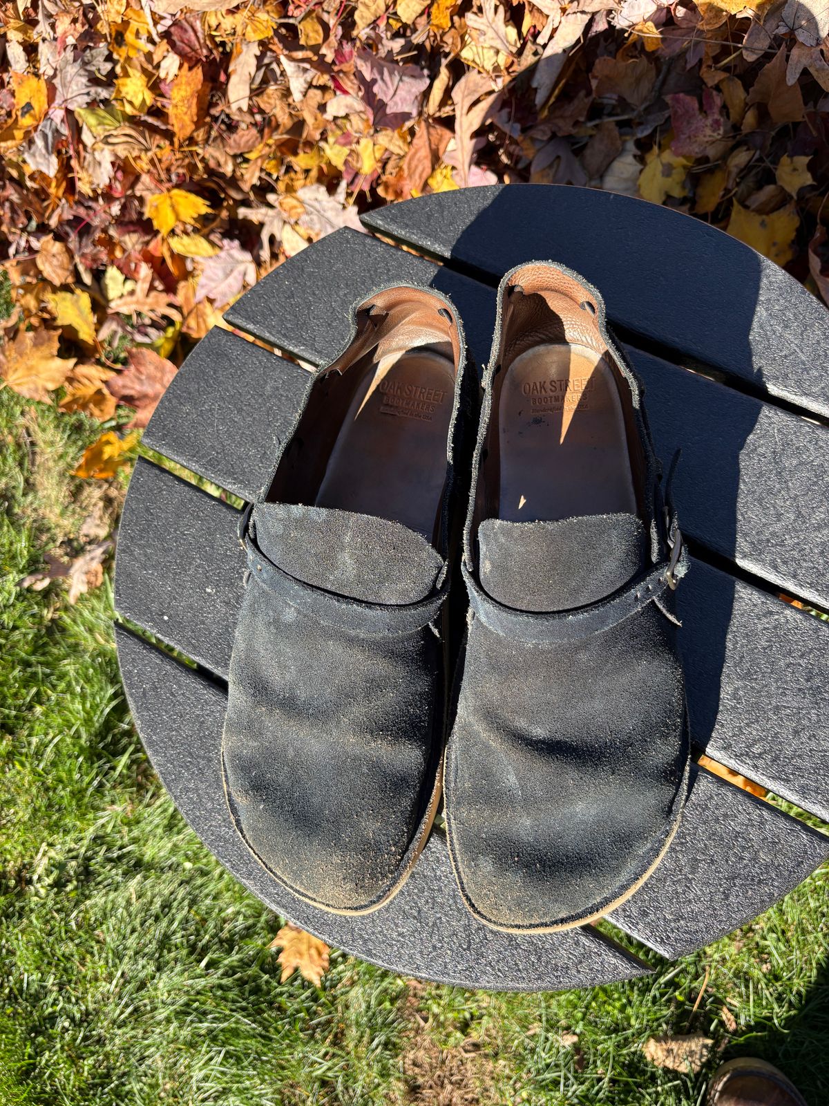 Photo by kablamb11 on November 4, 2025 of the Oak Street Bootmakers Country Loafer in Horween Natural Indigo Chromexcel Roughout.