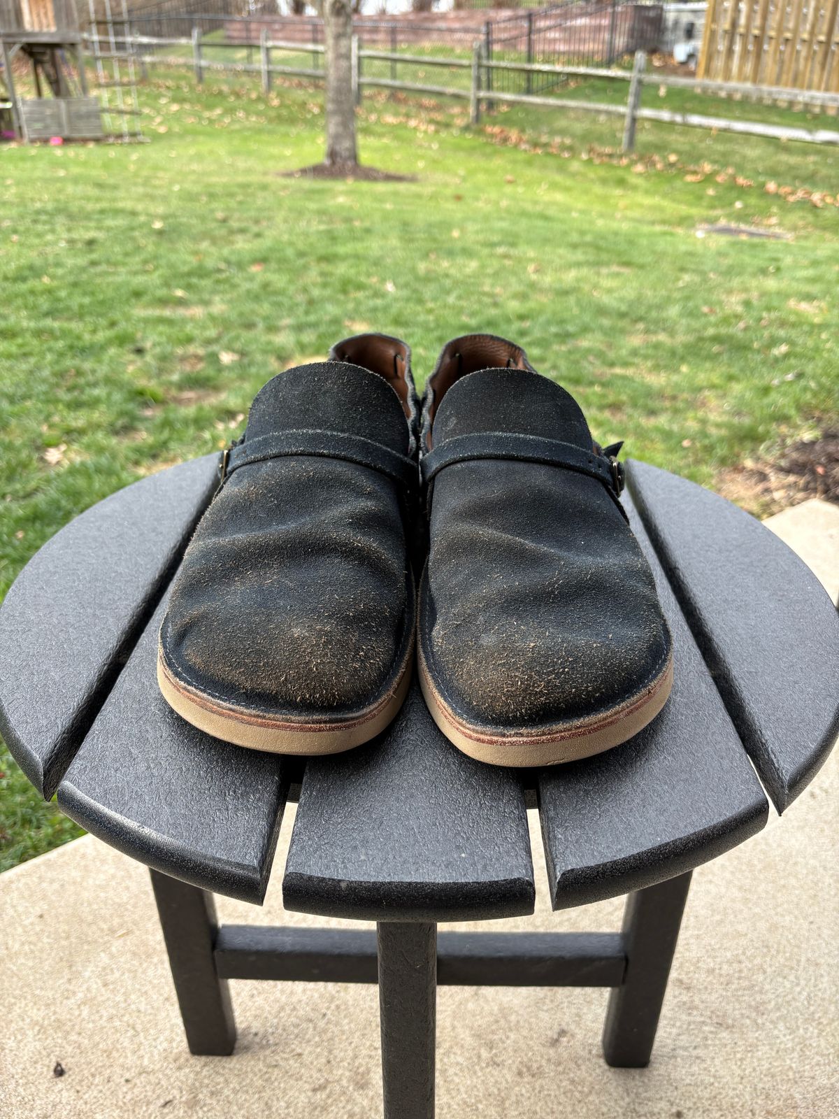 Photo by kablamb11 on December 1, 2025 of the Oak Street Bootmakers Country Loafer in Horween Natural Indigo Chromexcel Roughout.