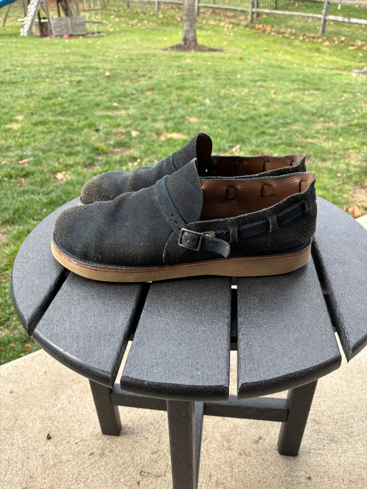 Photo by kablamb11 on December 1, 2025 of the Oak Street Bootmakers Country Loafer in Horween Natural Indigo Chromexcel Roughout.