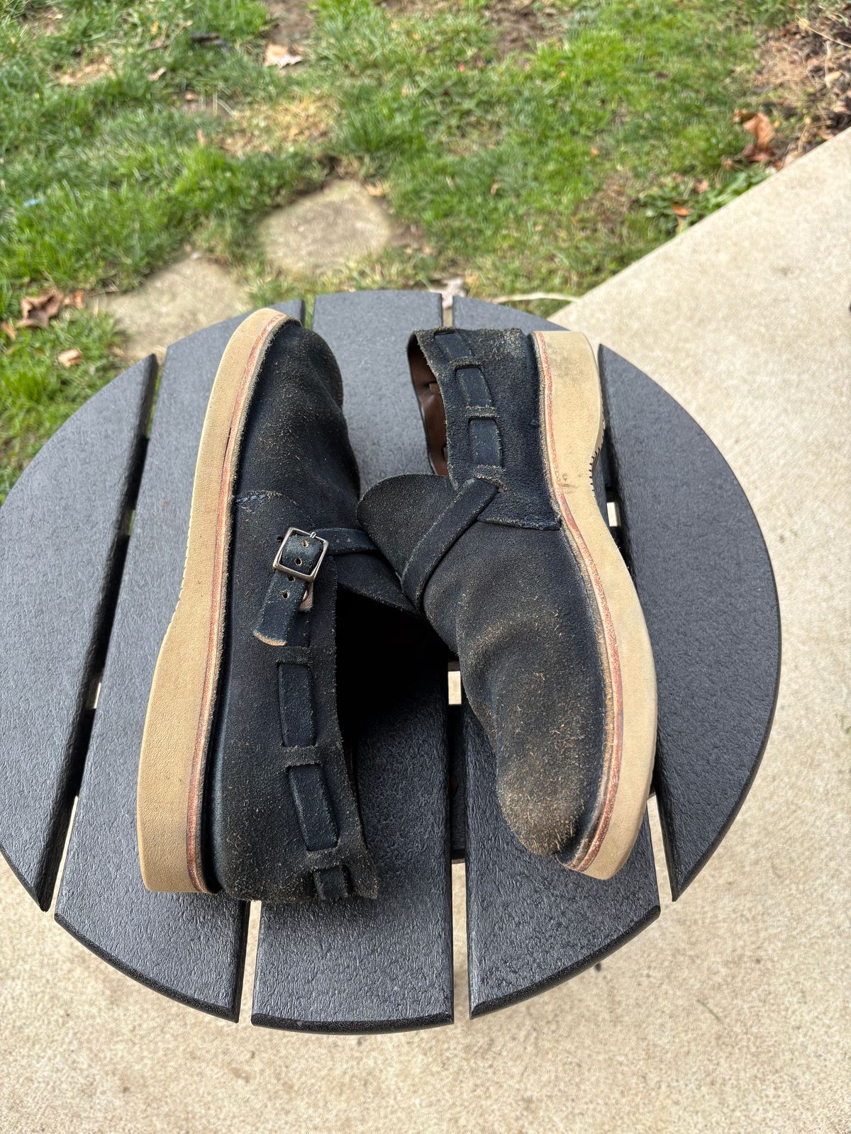 Photo by kablamb11 on December 1, 2025 of the Oak Street Bootmakers Country Loafer in Horween Natural Indigo Chromexcel Roughout.