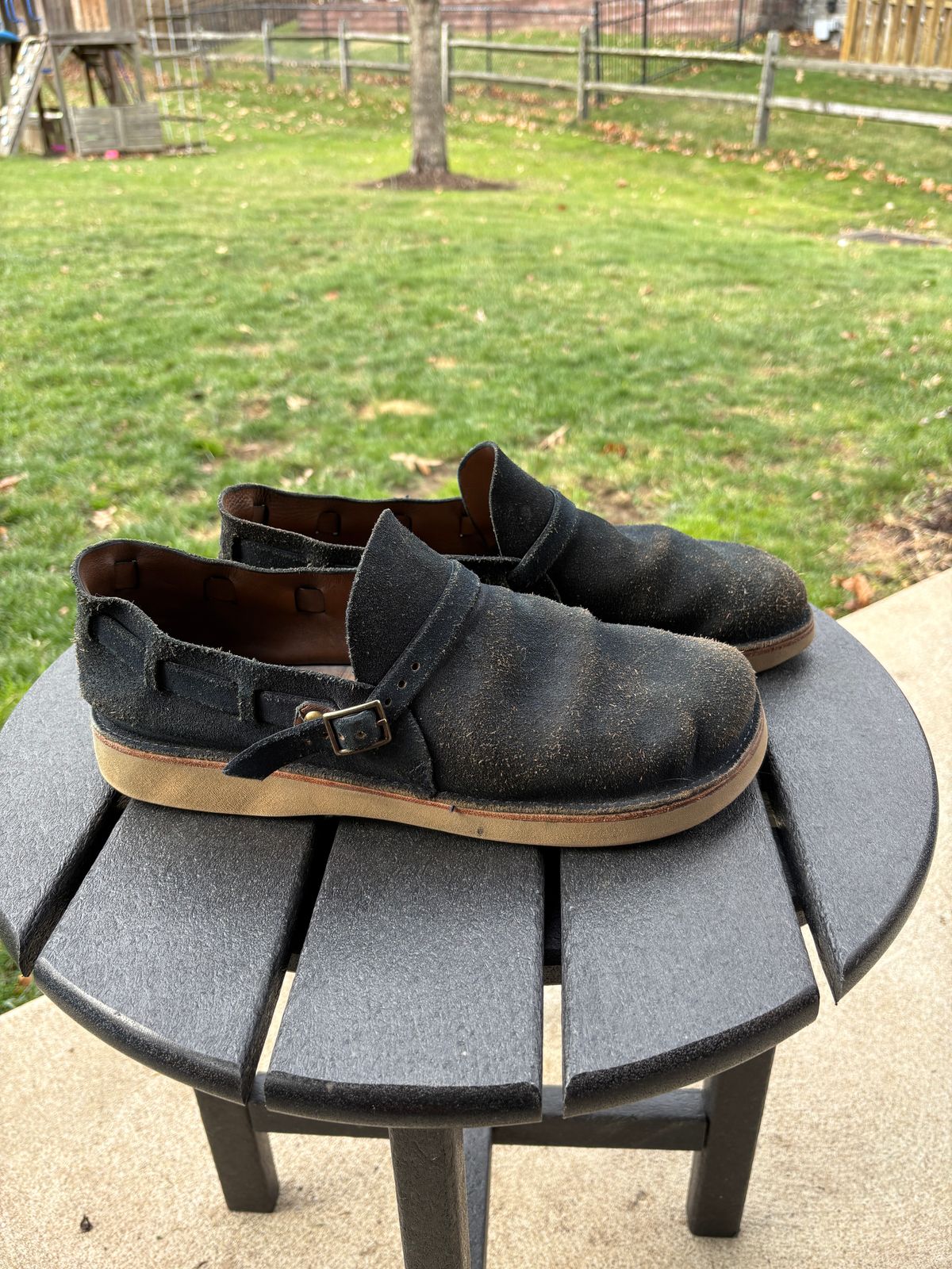 Photo by kablamb11 on December 1, 2025 of the Oak Street Bootmakers Country Loafer in Horween Natural Indigo Chromexcel Roughout.