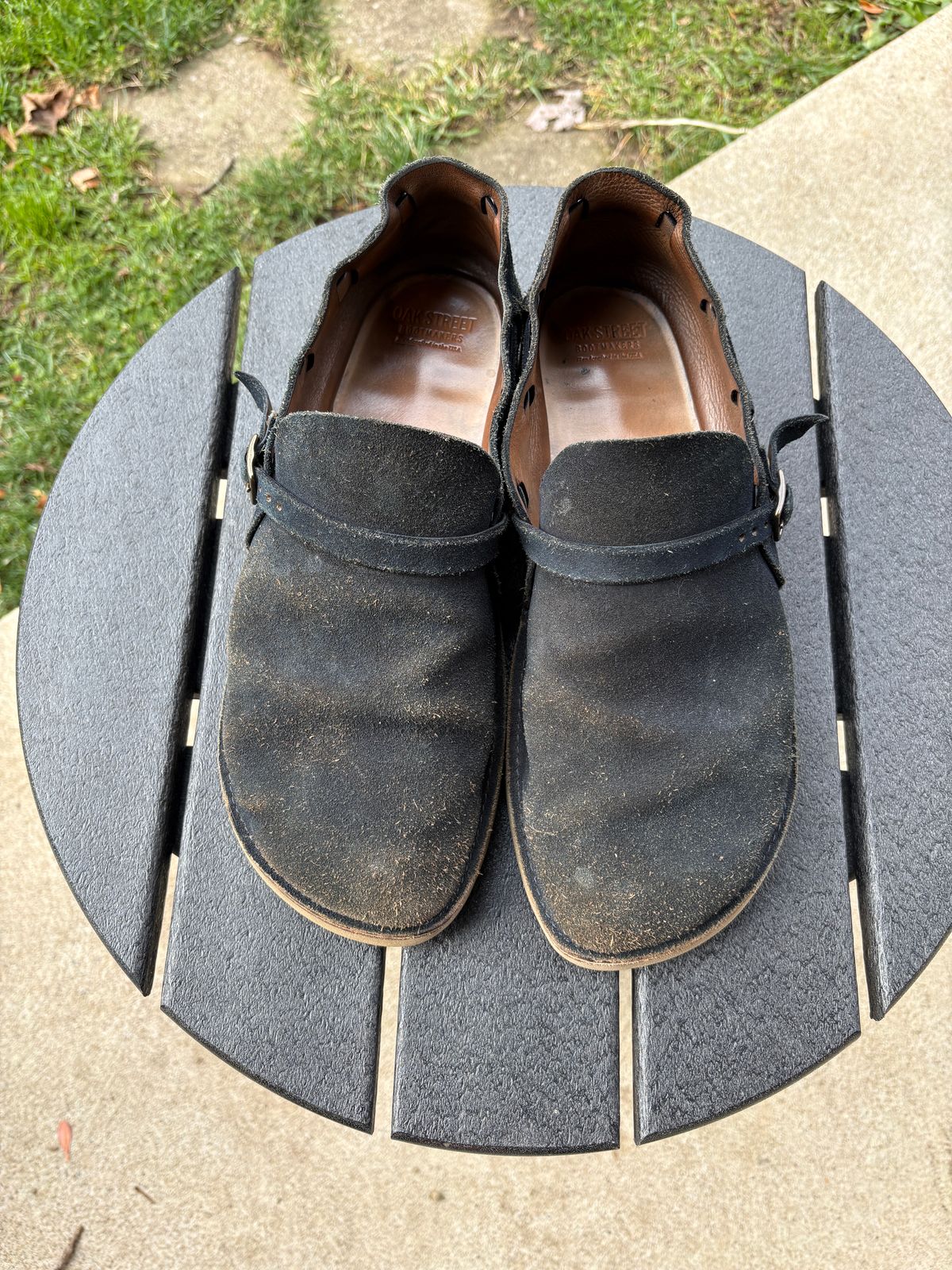 Photo by kablamb11 on December 1, 2025 of the Oak Street Bootmakers Country Loafer in Horween Natural Indigo Chromexcel Roughout.