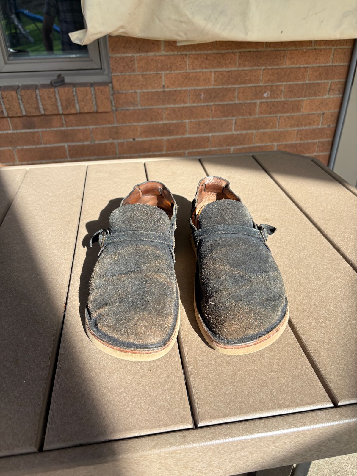 Photo by kablamb11 on April 3, 2026 of the Oak Street Bootmakers Country Loafer in Horween Natural Indigo Chromexcel Roughout.