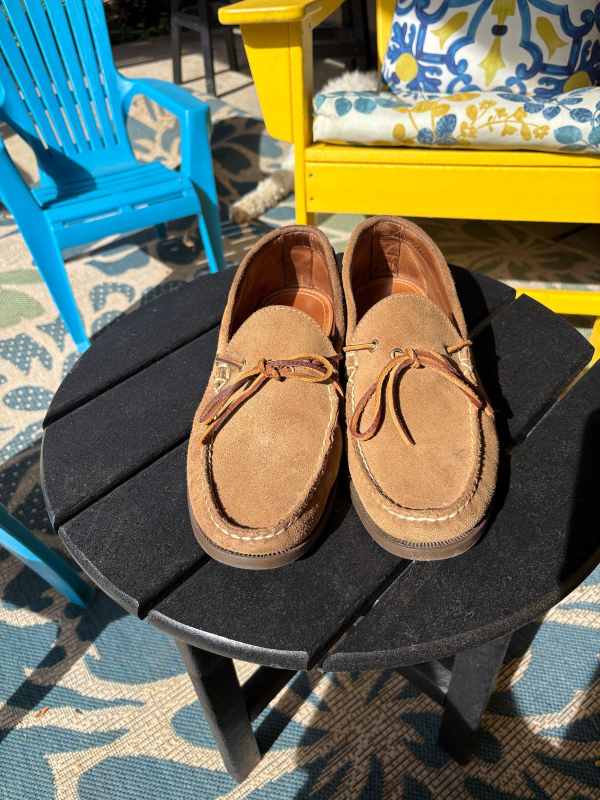 Photo by kablamb11 on August 17, 2025 of the Oak Street Bootmakers Camp Moc in Horween Natural Chromexcel Roughout.