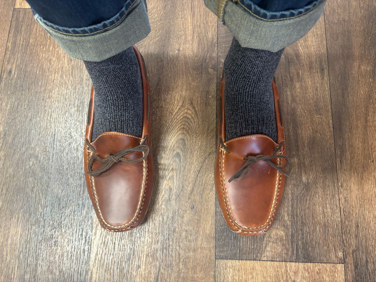 Photo by averagebootguy on March 28, 2026 of the L.L.Bean Double-Sole Leather Slippers in Unknown Leather.