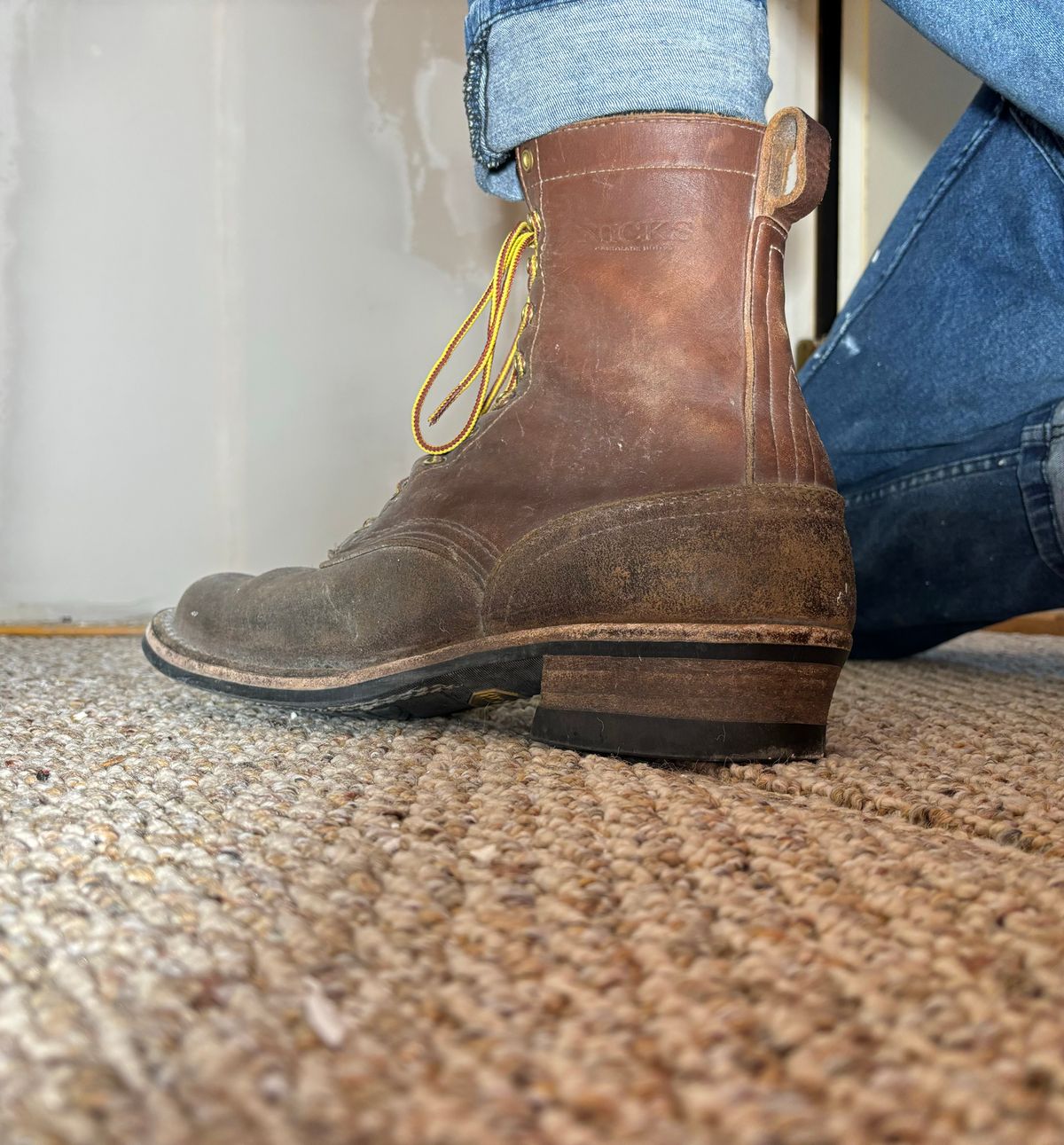 Photo by averagebootguy on April 2, 2026 of the Nicks Ranger in Seidel 1964 Brown Roughout & Seidel 1964 Brown.