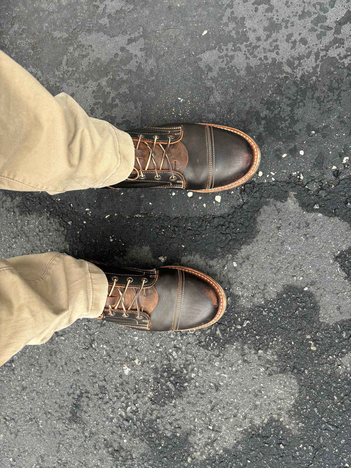 Photo by averagebootguy on April 5, 2026 of the Truman Cap Toe Boot in Horween Java Waxed Flesh.