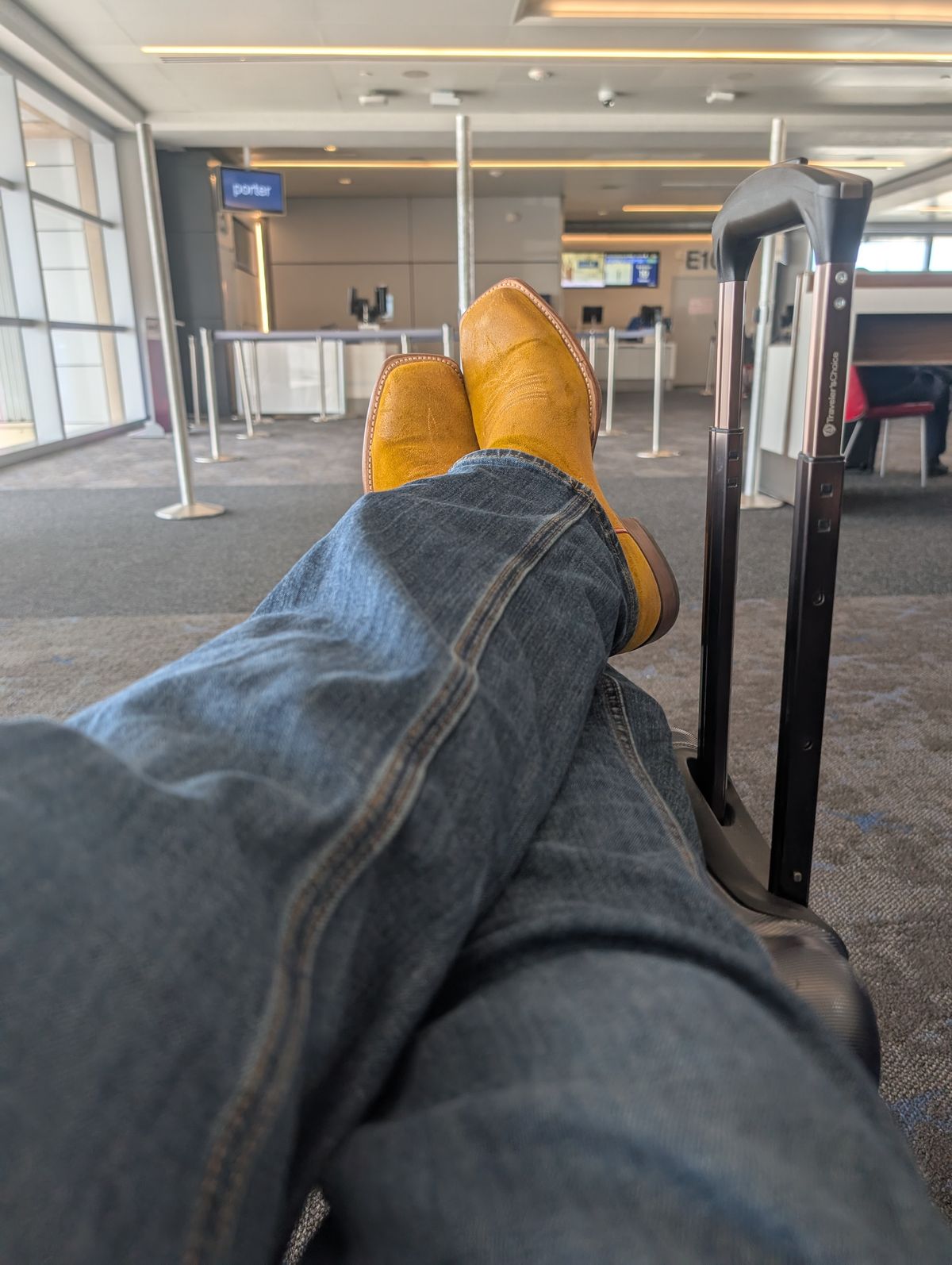 Photo by alkemest on April 3, 2026 of the Lucchese Cowboy Boots in Butterscotch Nubuck/Red Tulip Suede.