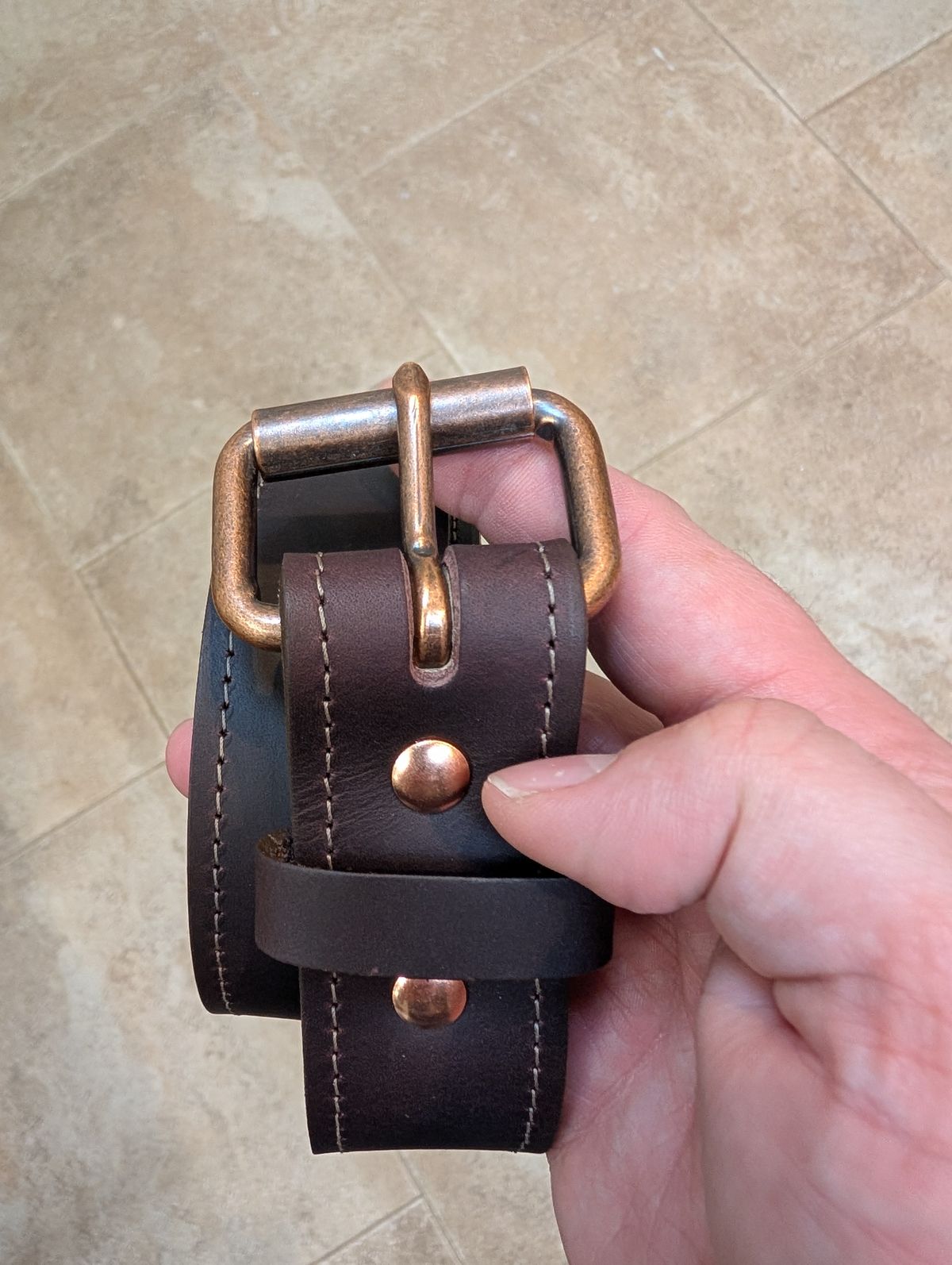 Photo by alkemest on August 30, 2025 of the North Star Leather Black Cherry Excalibur Belt - Seconds in S.B. Foot Black Cherry Excalibur.