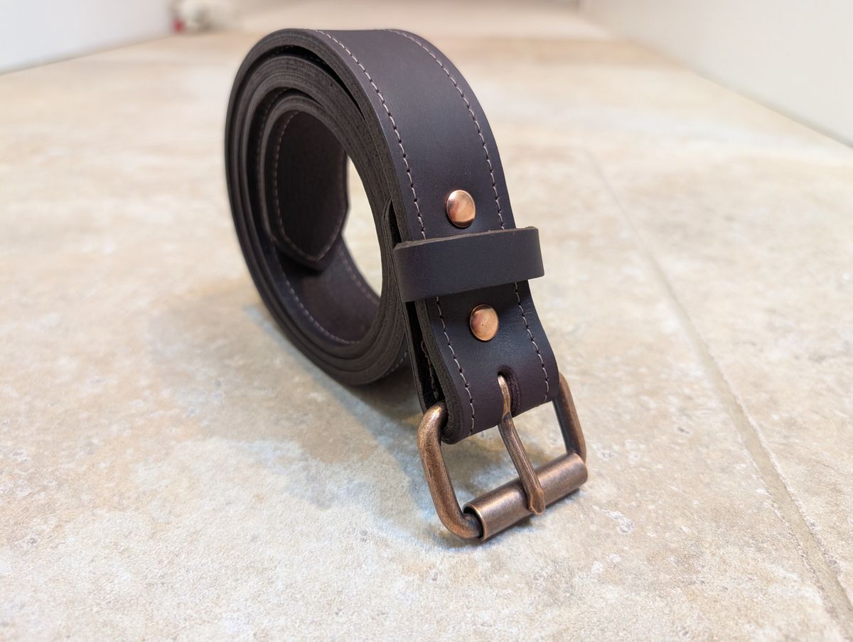 Photo by alkemest on August 30, 2025 of the North Star Leather Black Cherry Excalibur Belt - Seconds in S.B. Foot Black Cherry Excalibur.