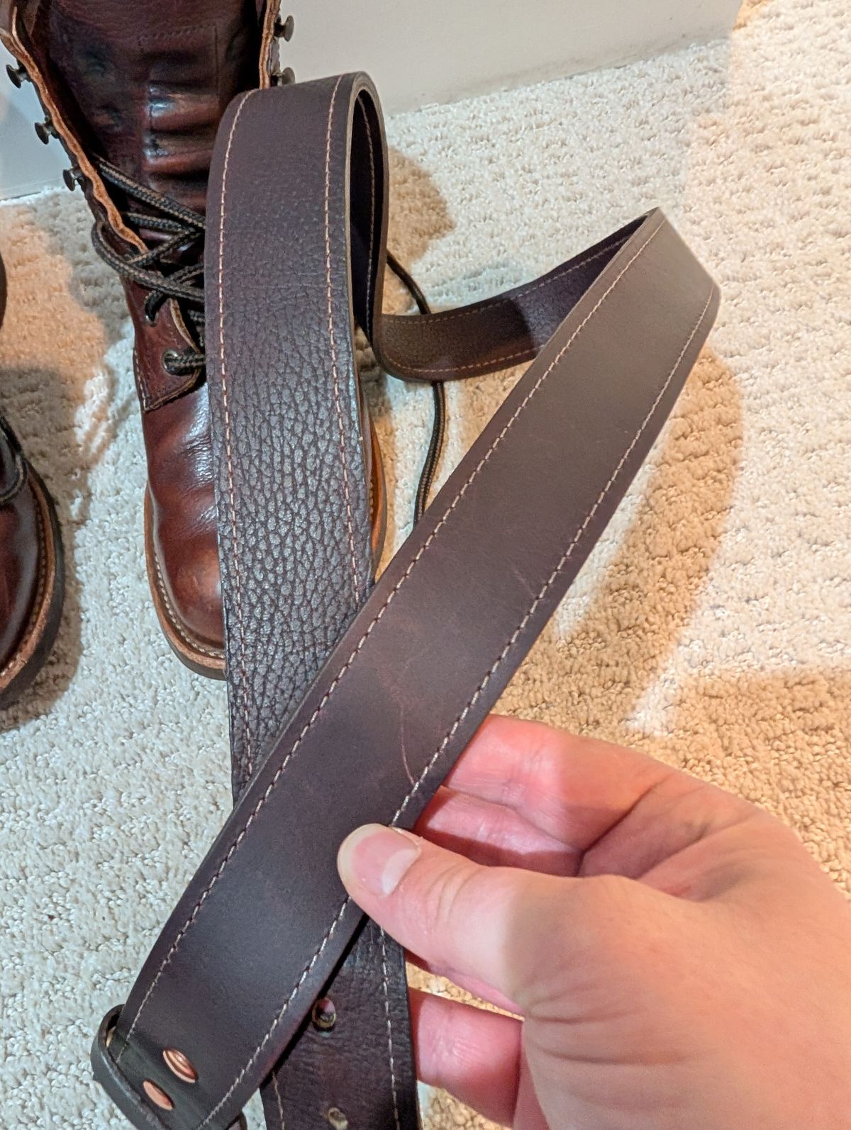 Photo by alkemest on September 9, 2025 of the North Star Leather Black Cherry Excalibur Belt - Seconds in S.B. Foot Black Cherry Excalibur.