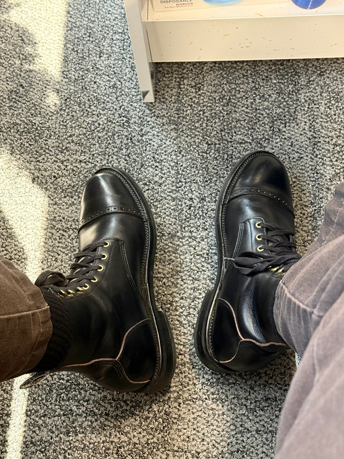 Photo by sprite on May 14, 2026 of the Unmarked DB Hunter Cap Toe in Horween Black Chromexcel.