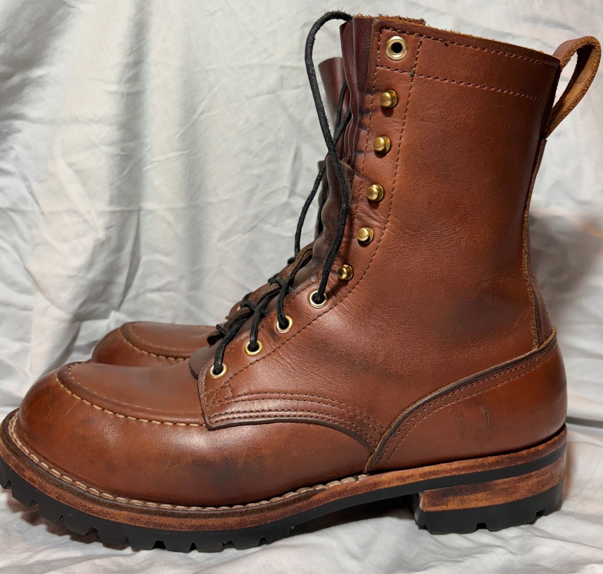 Photo by cjdigs on December 4, 2024 of the Nicks Builder Pro Moc Toe Steel Toe in Seidel 1964 Brown.