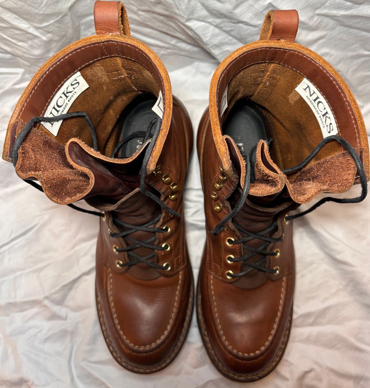 Photo by cjdigs on December 4, 2024 of the Nicks Builder Pro Moc Toe Steel Toe in Seidel 1964 Brown.