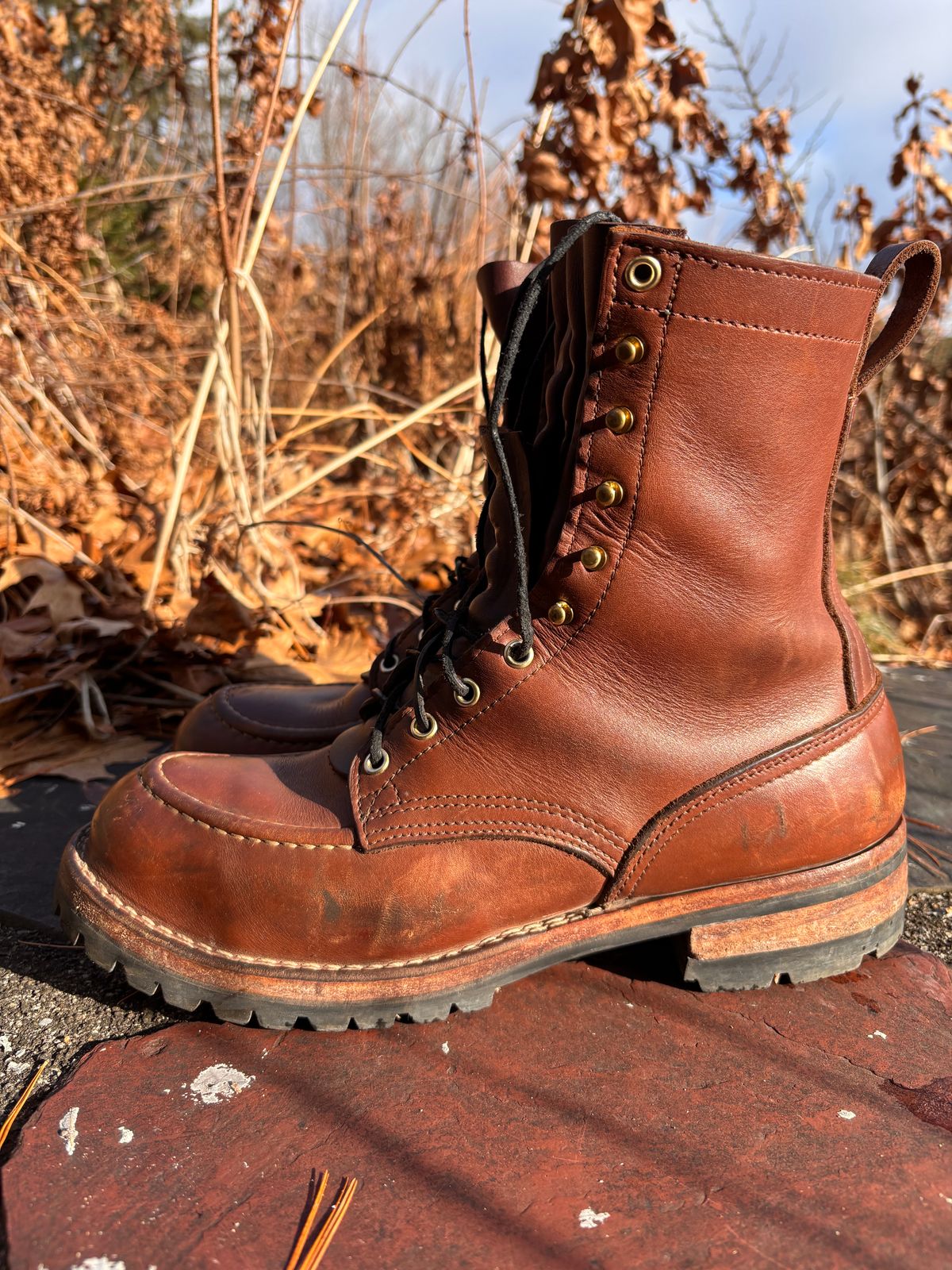 Photo by cjdigs on January 4, 2025 of the Nicks Builder Pro Moc Toe Steel Toe in Seidel 1964 Brown.