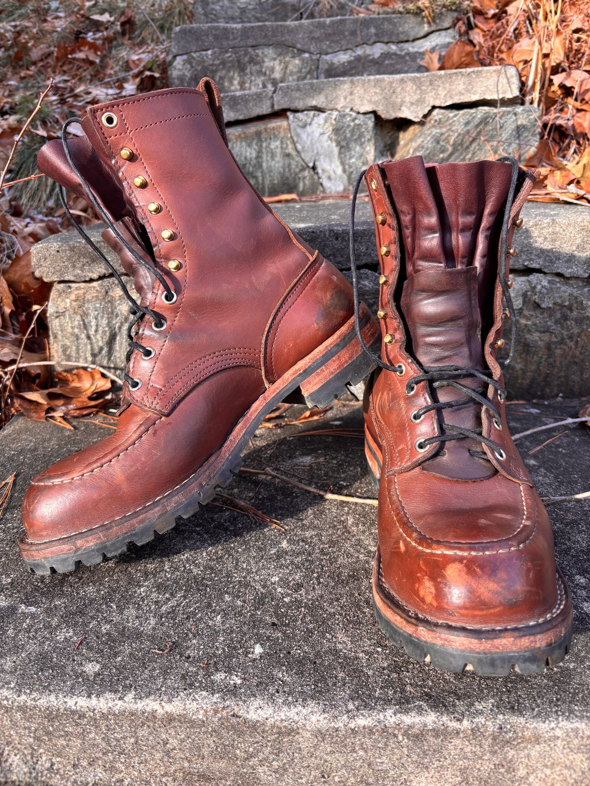 Photo by cjdigs on January 4, 2025 of the Nicks Builder Pro Moc Toe Steel Toe in Seidel 1964 Brown.