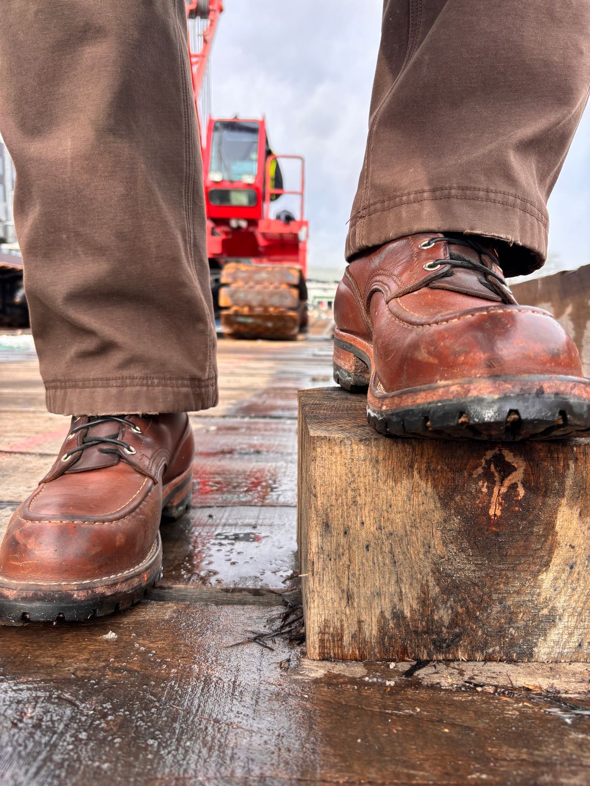 Photo by cjdigs on February 3, 2025 of the Nicks Builder Pro Moc Toe Steel Toe in Seidel 1964 Brown.