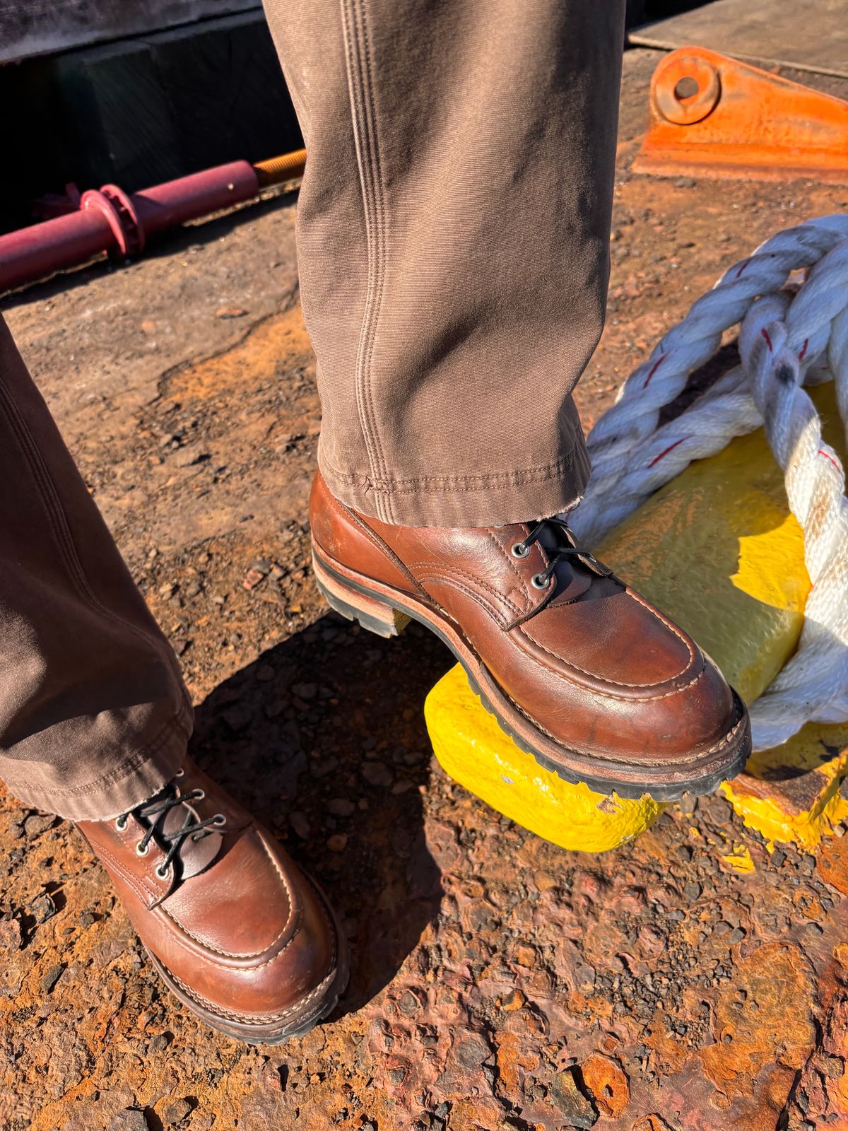 Photo by cjdigs on March 3, 2025 of the Nicks Builder Pro Moc Toe Steel Toe in Seidel 1964 Brown.