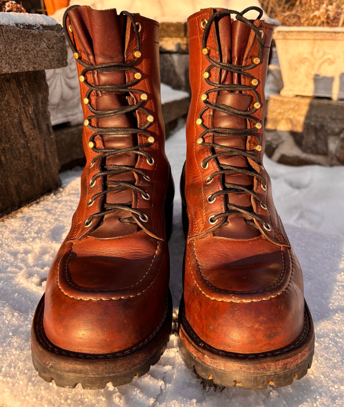 Photo by cjdigs on March 1, 2025 of the Nicks Builder Pro Moc Toe Steel Toe in Seidel 1964 Brown.