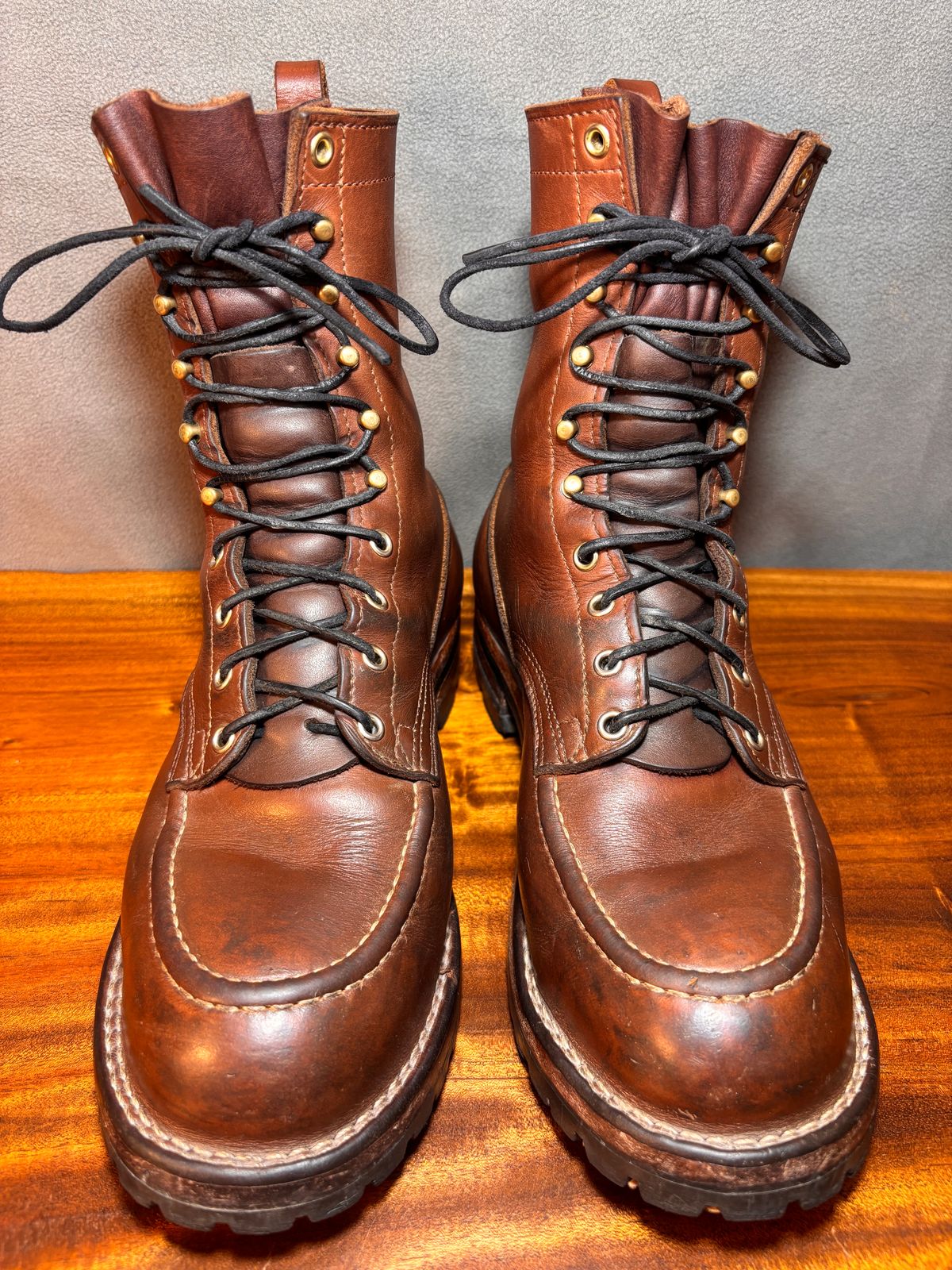 Photo by cjdigs on April 4, 2025 of the Nicks Builder Pro Moc Toe Steel Toe in Seidel 1964 Brown.