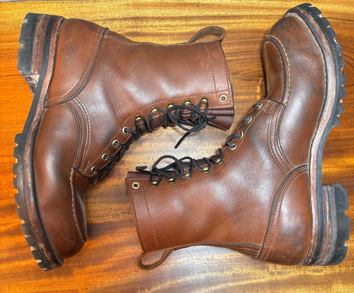 Photo by cjdigs on April 4, 2025 of the Nicks Builder Pro Moc Toe Steel Toe in Seidel 1964 Brown.