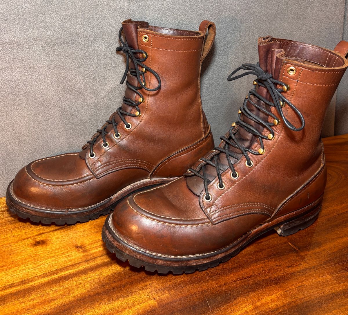 Photo by cjdigs on April 4, 2025 of the Nicks Builder Pro Moc Toe Steel Toe in Seidel 1964 Brown.