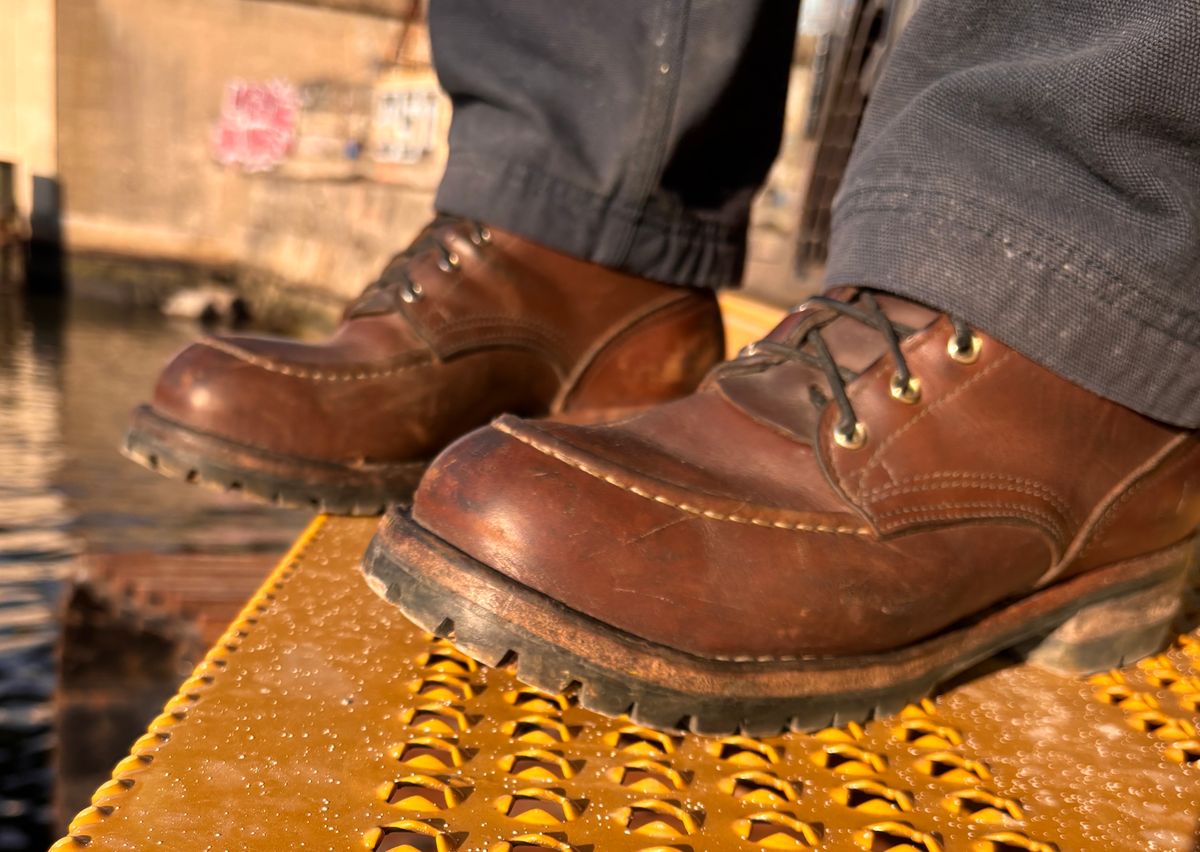 Photo by cjdigs on April 2, 2025 of the Nicks Builder Pro Moc Toe Steel Toe in Seidel 1964 Brown.